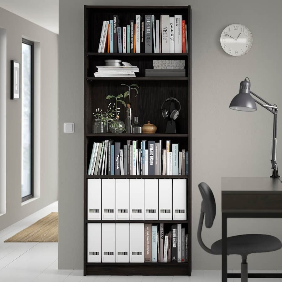 BILLY bookcase dark brown oak effect 80x28x202 cm