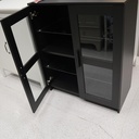 BRIMNES Cabinet with Doors, Glass-Black 78X95 cm