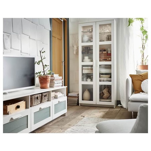 IKEA BRIMNES Glass-Door Cabinet, White 80X190 cm