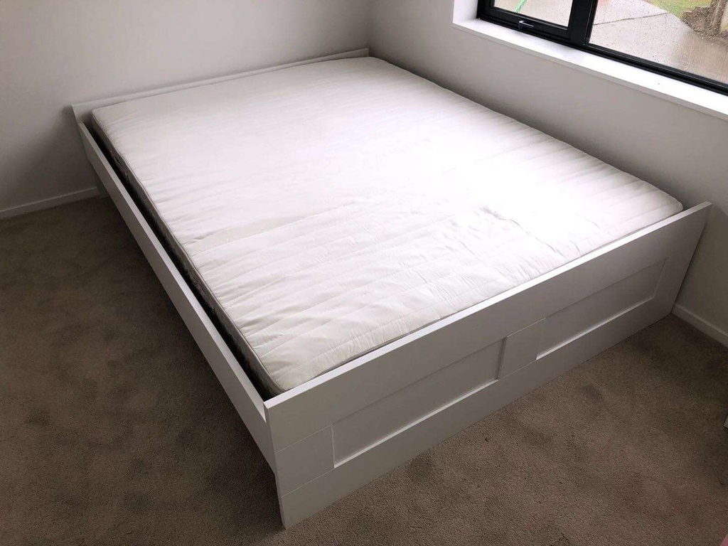 BRIMNES Queen Bed Frame| Storage Boxes| White| Luroy