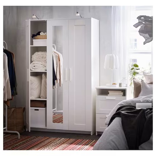 BRIMNES Wardrobe with 3 Doors, White