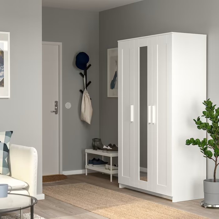 BRIMNES Wardrobe with 3 Doors, White