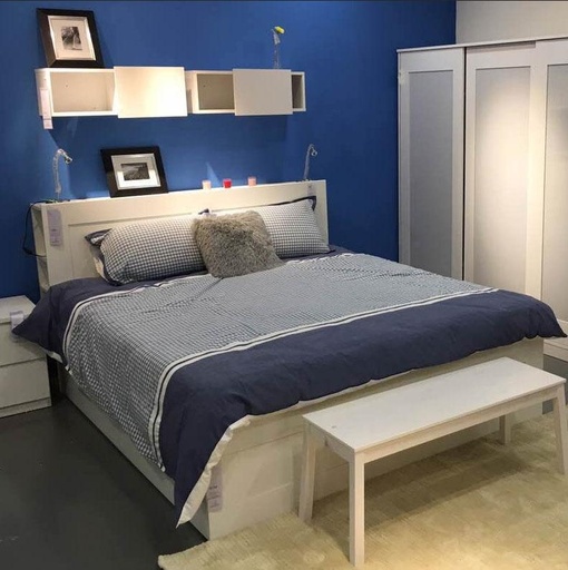 IKEA BRIMNES Bed Frame W Storage and Headboard White/Luröy 180x200 cm