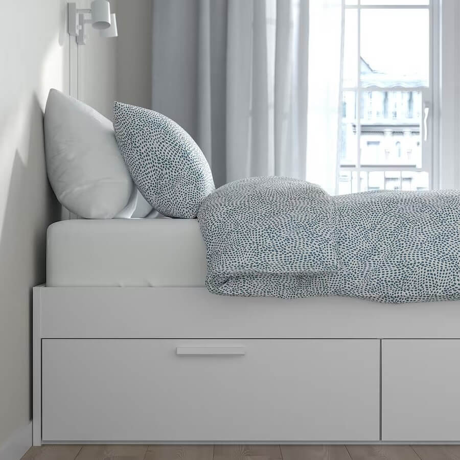 BRIMNES bed frame with storage white/Luröy 180x200 cm