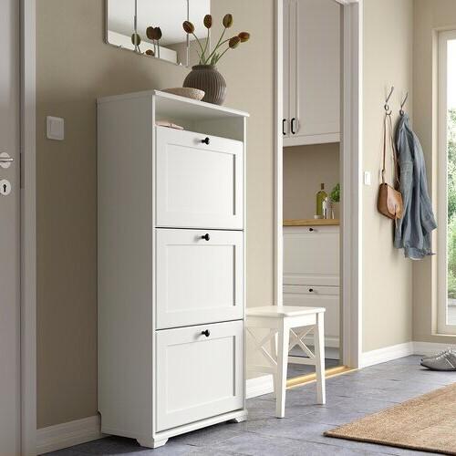 IKEA BRUSALI Shoe Cabinet with 3 Compartments, White