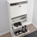 BRUSALI Shoe Cabinet with 3 Compartments, White