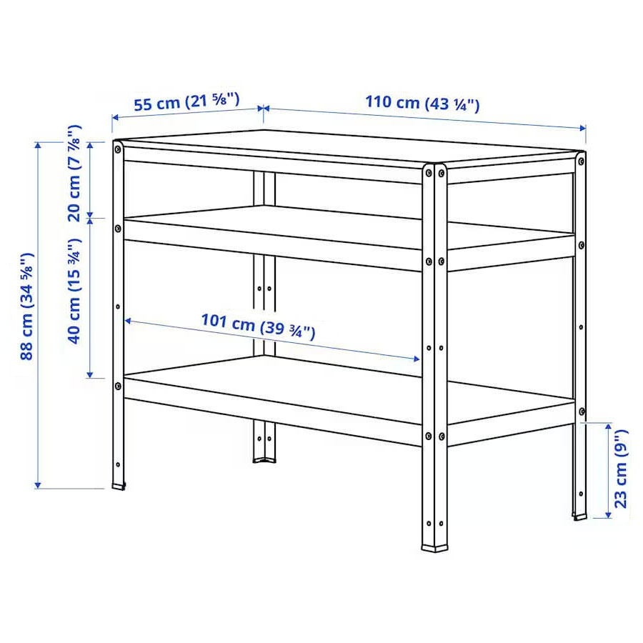 Bror Work Bench Black Pine Plywood 110X55 cm