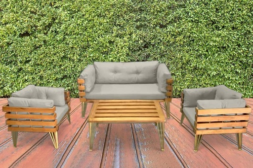 Dover Indoor- Covered Outdoor Sofa Set with One Coffee Table, Light Grey