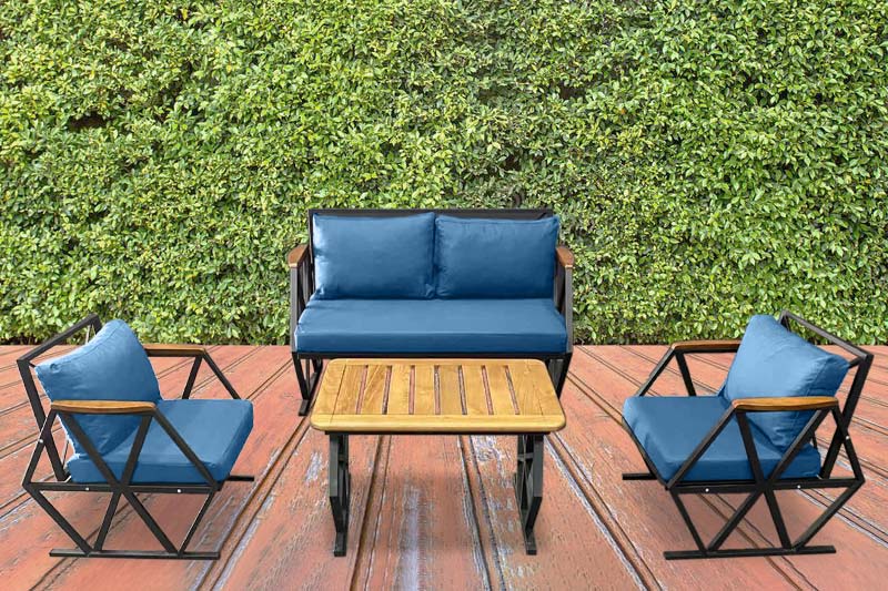 IDIYA COMPTON INDOOR/ COVERED OUTDOOR SOFA SET WITH COFFEE TABLE, Blue