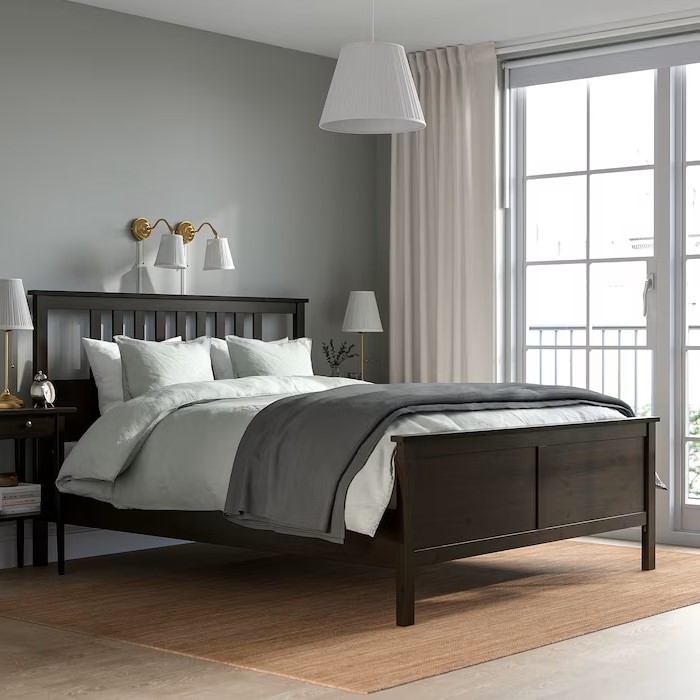 HEMNES Bed Frame Black-Brown, Luroy 150X200 cm