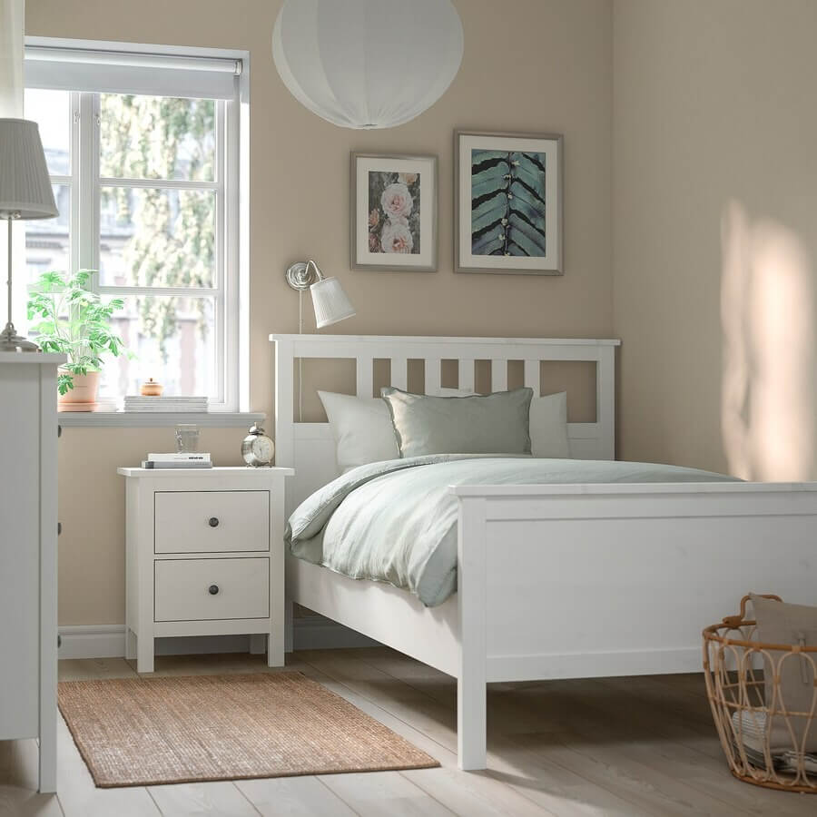 HEMNES Bed Frame, White Stain, Luröy 120 X 200 cm