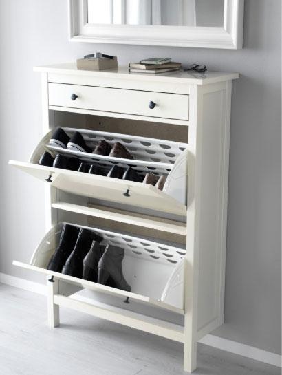 HEMNES Shoe Cabinet with 2 Compartments, White