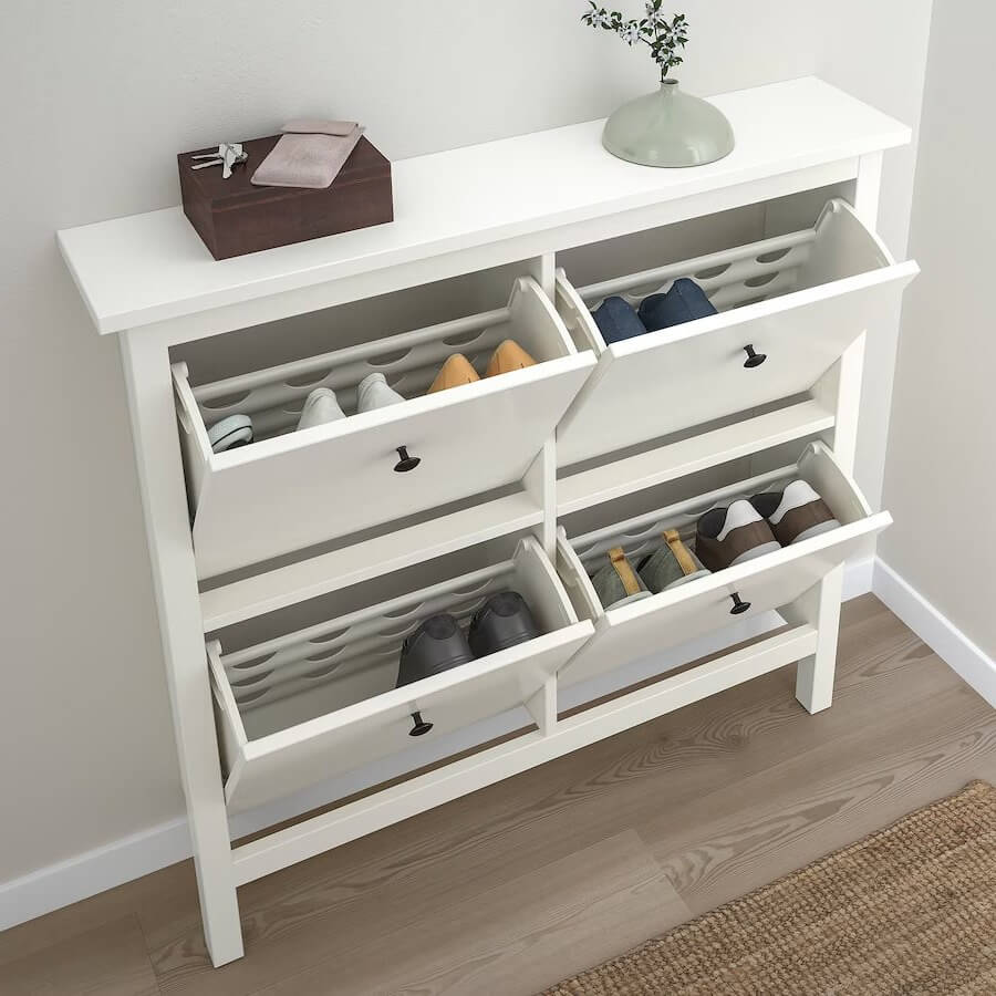 HEMNES Shoe Cabinet with 4 Compartments, White