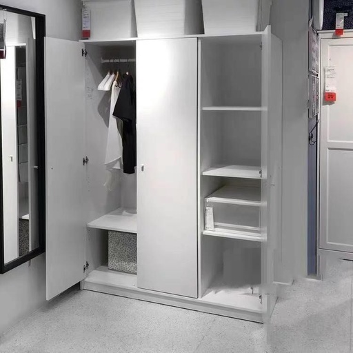 IKEA KLEPPSTAD Wardrobe with 3 Doors, White, 117X176 cm