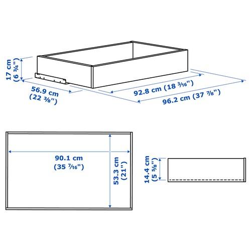 KOMPLEMENT Drawer with Glass Front,white stained oak effect 100x58 cm