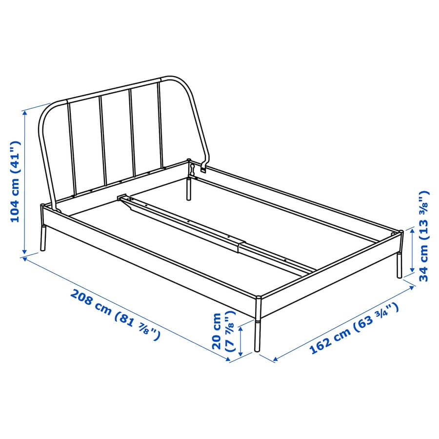 KOPARDAL Bed Frame Grey-Luroy 150X200 cm,queen