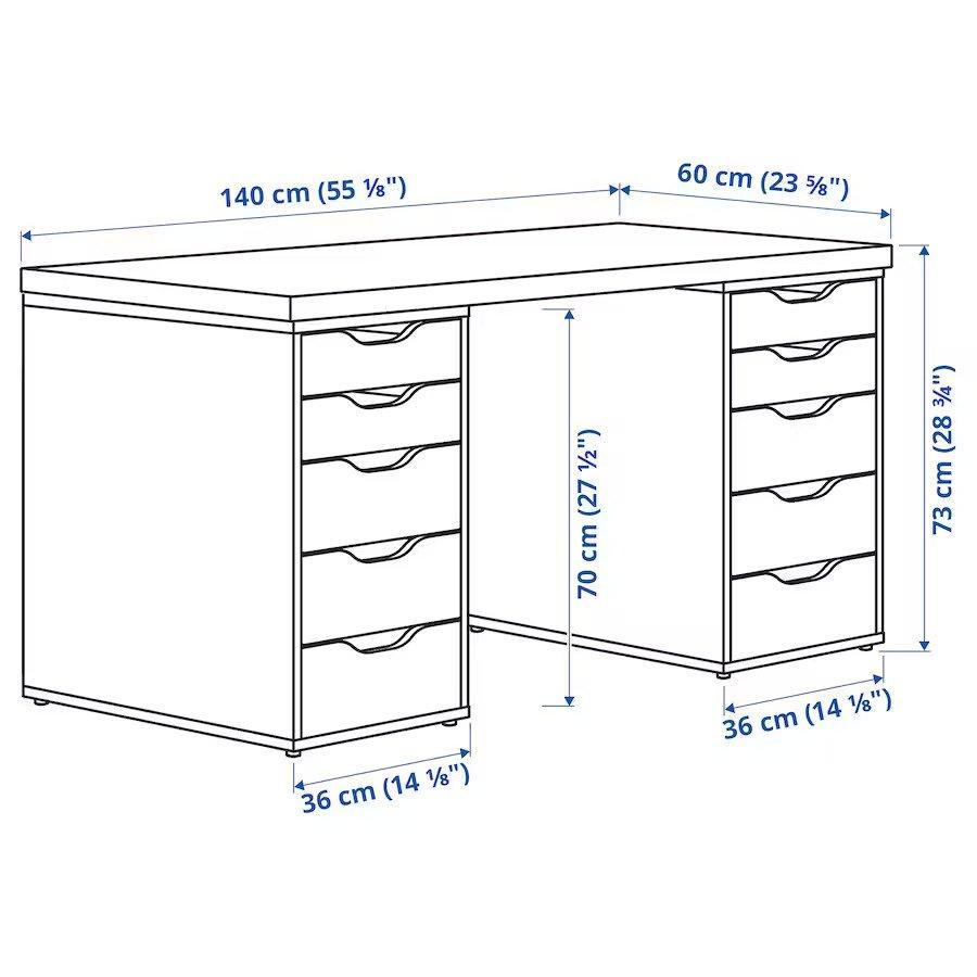 LAGKAPTEN - ALEX Desk White 140X60 cm