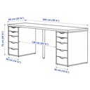 LAGKAPTEN - ALEX Desk White-Black-Brown 200X60 cm