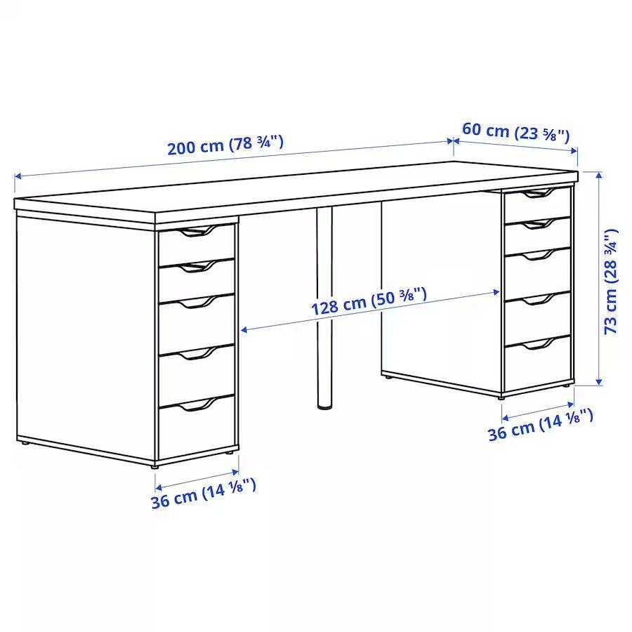 LAGKAPTEN - ALEX Desk, White200X60 cm