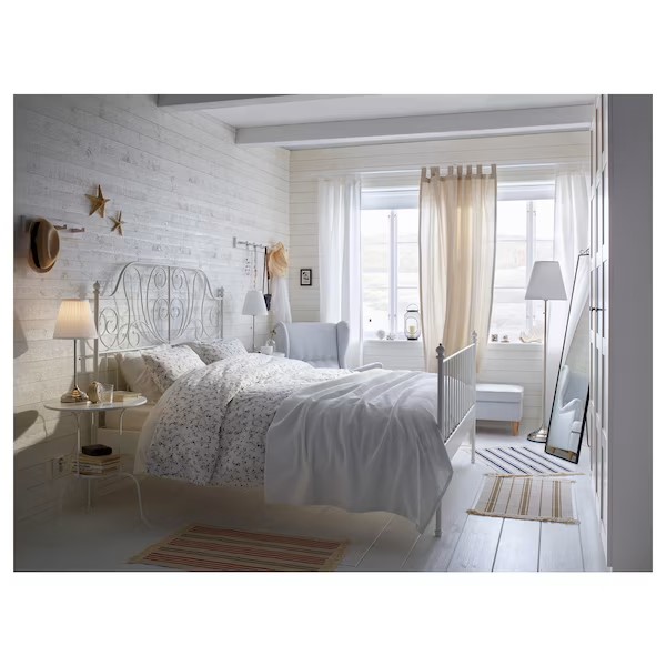 LEIRVIK Super King Bed Frame| White| Metal| Luröy