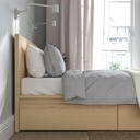 MALM Bed Frame, High, with 4 Storage Boxes White Stained Oak Veneer-Luröy