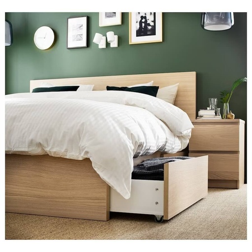 IKEA MALM Bed Storage Box for High Bed Frame, White Stained Oak Veneer - 2 Pack