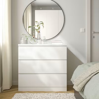 IKEA MALM Chest of 3 Drawers, White 80X78, Lowboy