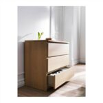 IKEA MALM Chest of 3 Drawers, White Stained Oak Veneer