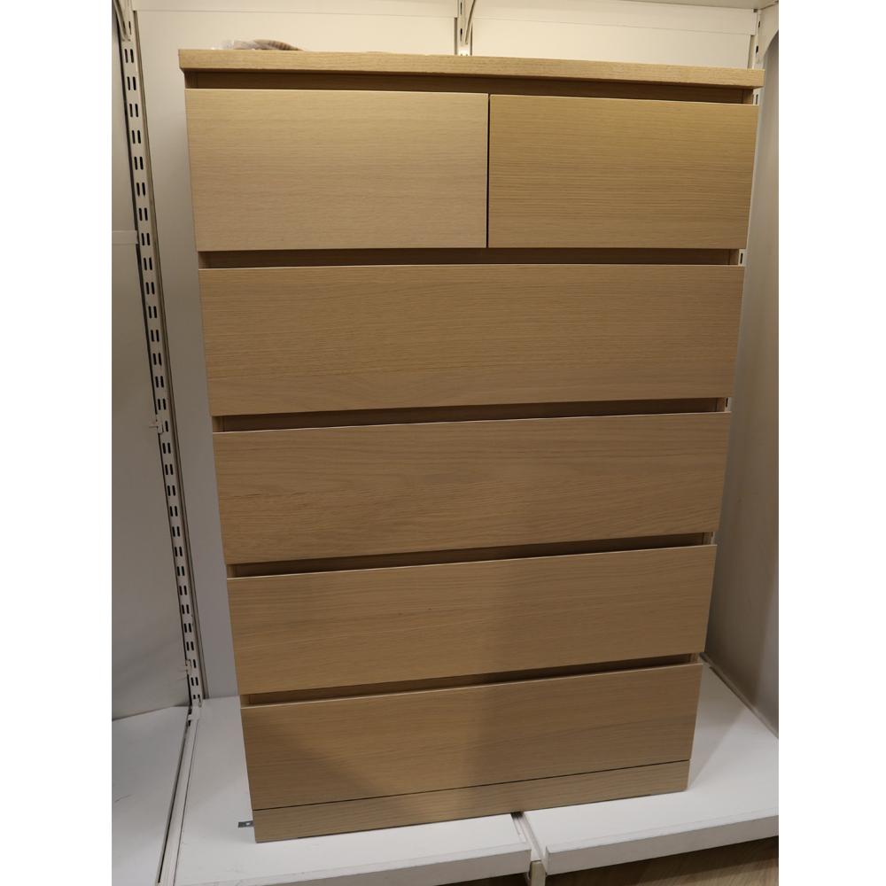 MALM Chest of 6 Drawers, White Stained Oak Veneer, Drawers