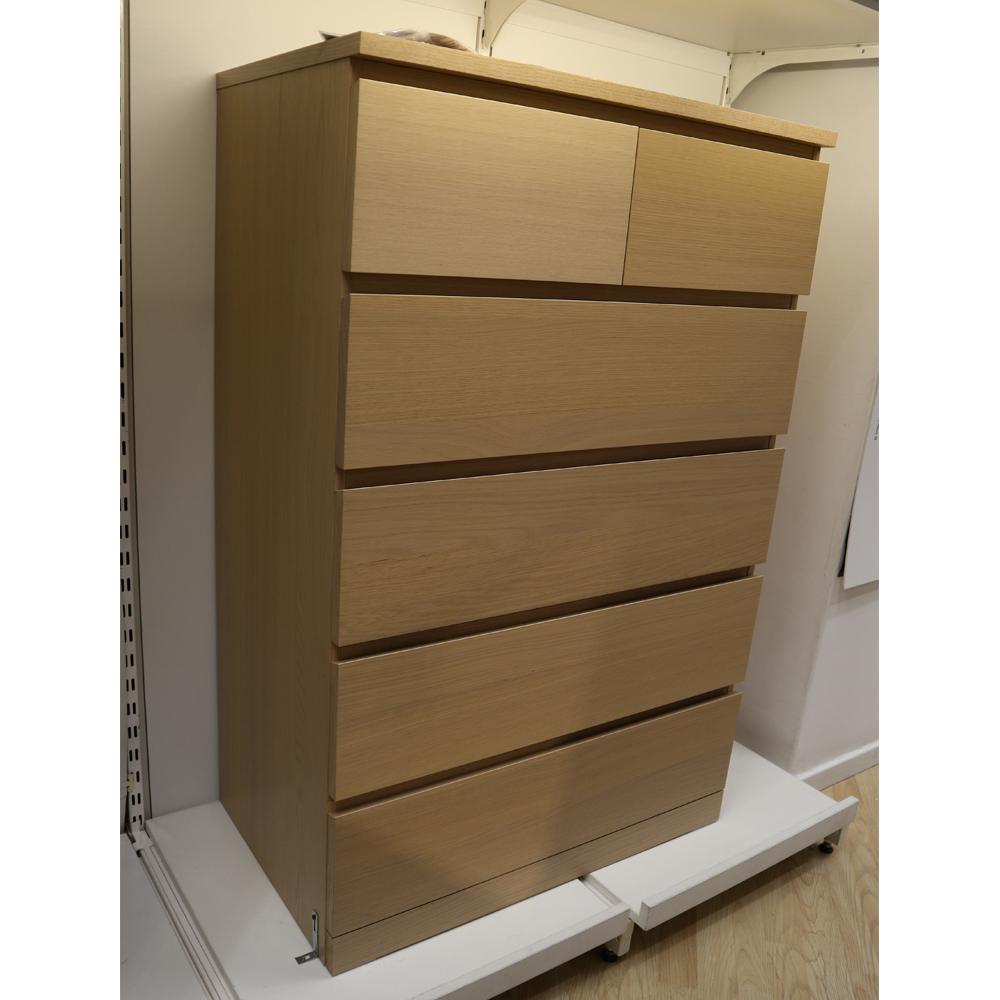 MALM Chest of 6 Drawers, White Stained Oak Veneer, Drawers