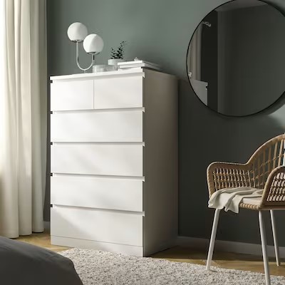 IKEA MALM Chest of 6 Drawers,Tallboy, White