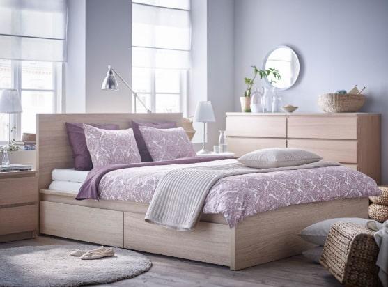 MALM Super King Bed Frame| White Stained Oak Veneer| Luröy|