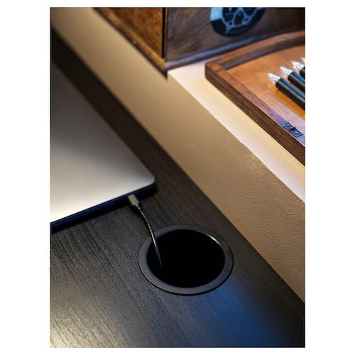 MICKE Desk, Black-Brown, 105X50 cm