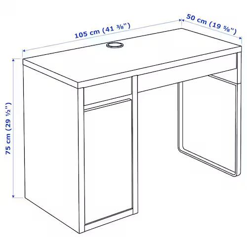 MICKE Desk, Black-Brown, 105X50 cm