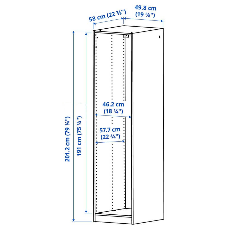 PAX Wardrobe Frame, White 50X58X201cm