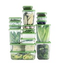 Pruta Food Container, Set of 17, Transparent, Green