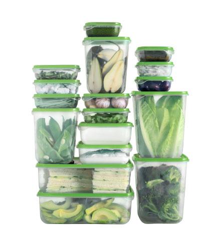 IKEA Pruta Food Container, Set of 17, Transparent, Green