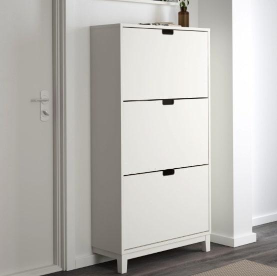 Stall Shoe Cabinet with 3 Compartments White