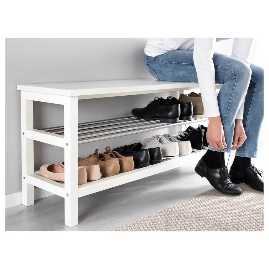 TJUSIG Bench with Shoe Storage White