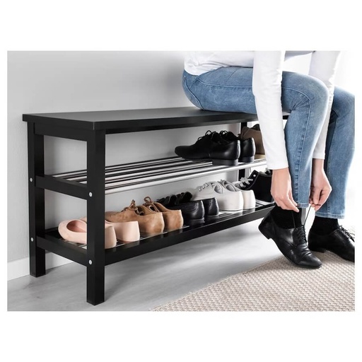 IKEA TJUSIG Bench with Shoe Storage, Black 108X50cm