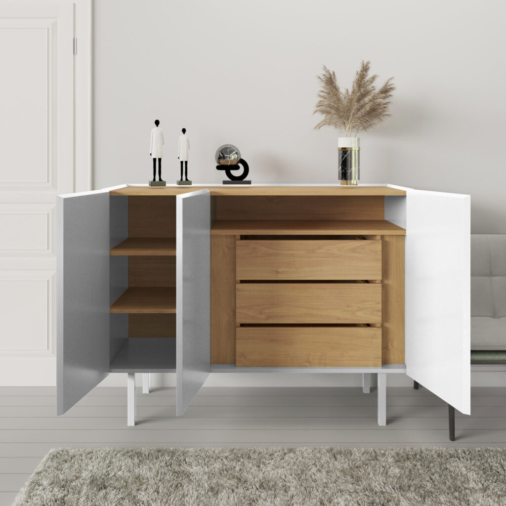 Idiya ILLINOIS Sideboard with 3 Doors & 3 Drawers