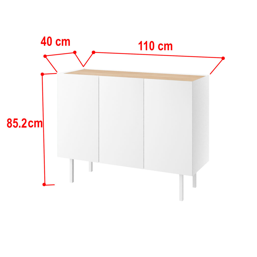 Idiya ILLINOIS Sideboard with 3 Doors & 3 Drawers