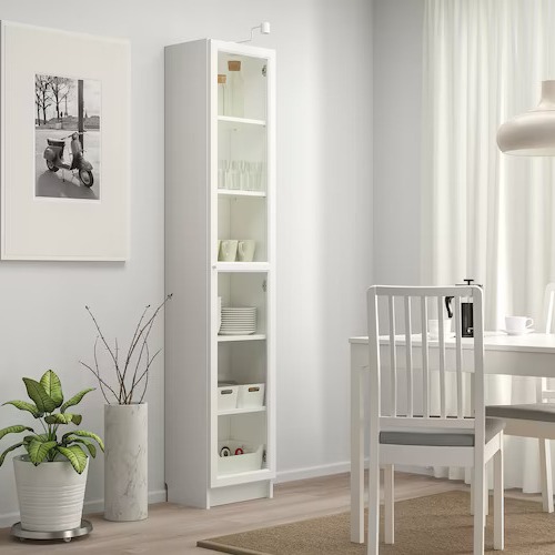 BILLY / OXBERG bookcase with glass door white/glass 40x30x202 cm