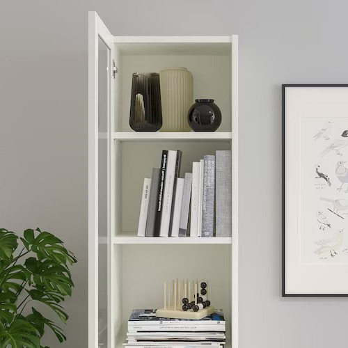 BILLY / OXBERG bookcase with glass door white/glass 40x30x202 cm