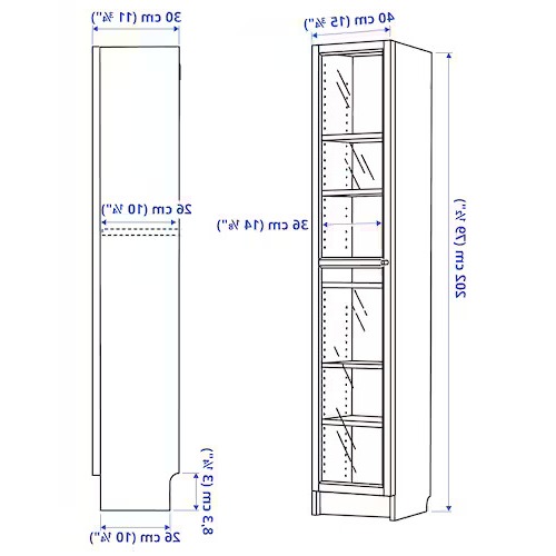 BILLY / OXBERG bookcase with glass door white/glass 40x30x202 cm