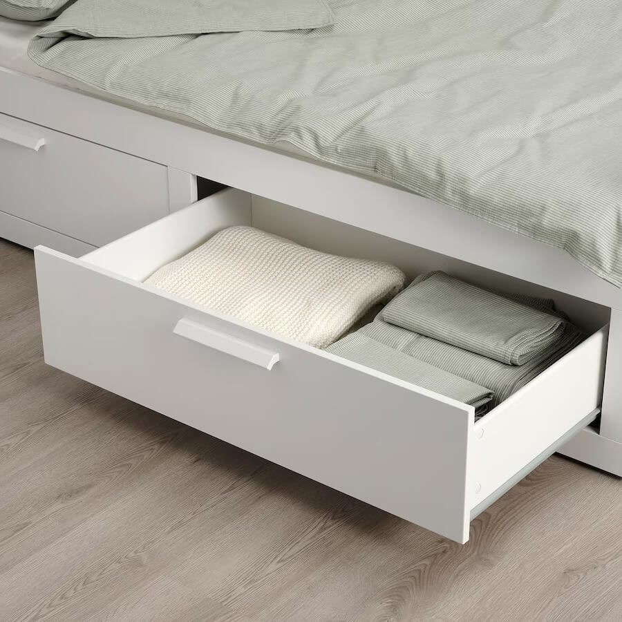BRIMNES Day-Bed Frame with 2 Drawers, White (No Mattress)