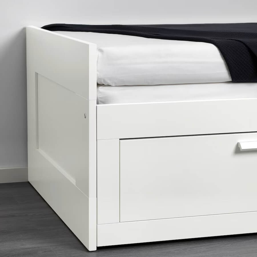 BRIMNES day-bed w 2 drawers-2 mattresses white-Asvang firm 80x200 cm