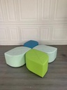 Leicester Settee, Leaf Shape, Blue, Green, Light Turquoise