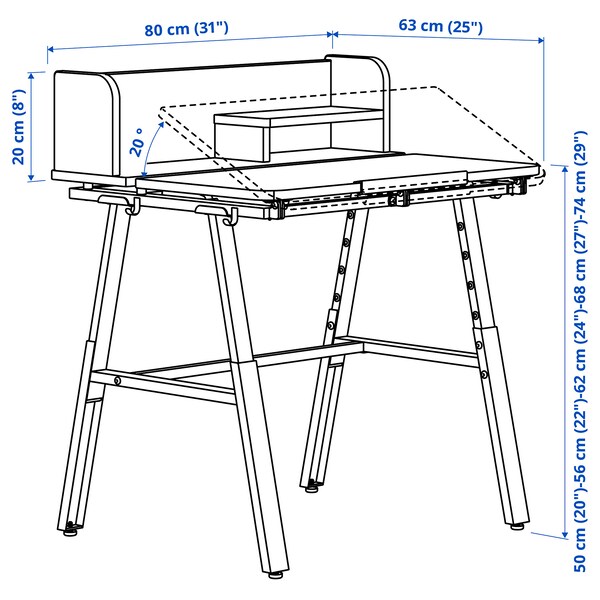 PIPLARKA Desk, tiltable, 80x63 cm