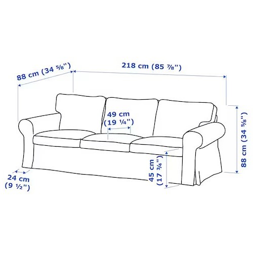 EKTORP 3-seat sofa Kilanda dark blue